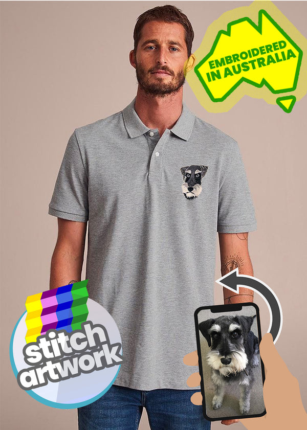 Custom Pet Embroidery - Men's Polo Shirt (NEXT-DAY prod. avail. at checkout) (Dog or Cat only)