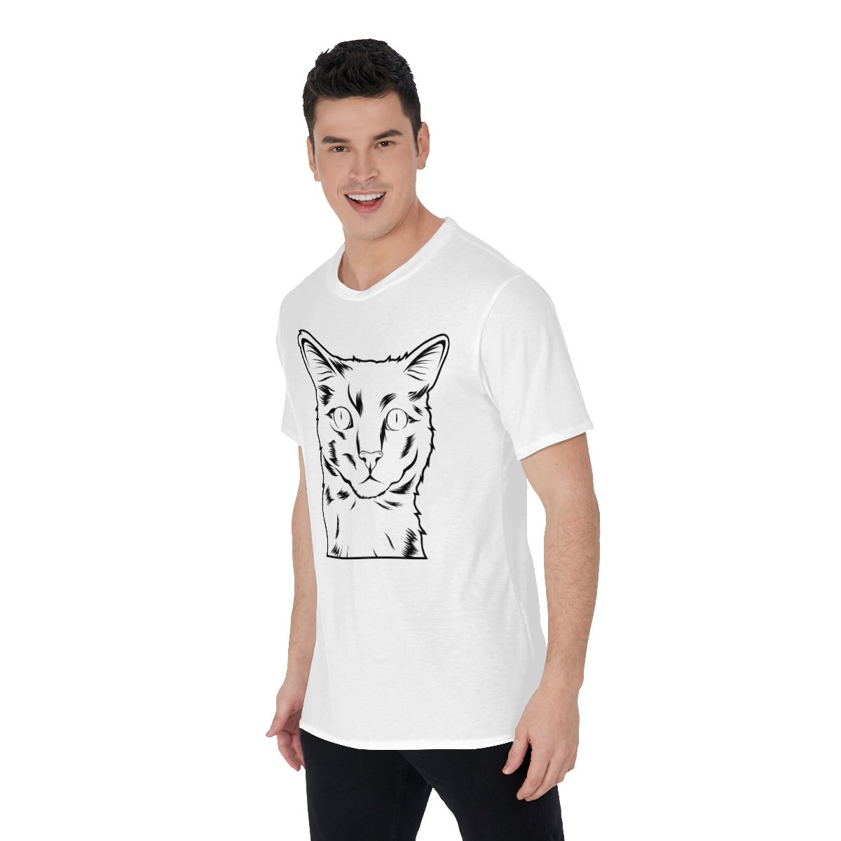Orig. Drawn Face Art Custom Men's T-Shirt (Dog, Cat, Human) (NEXT-DAY prod. avail. at checkout)