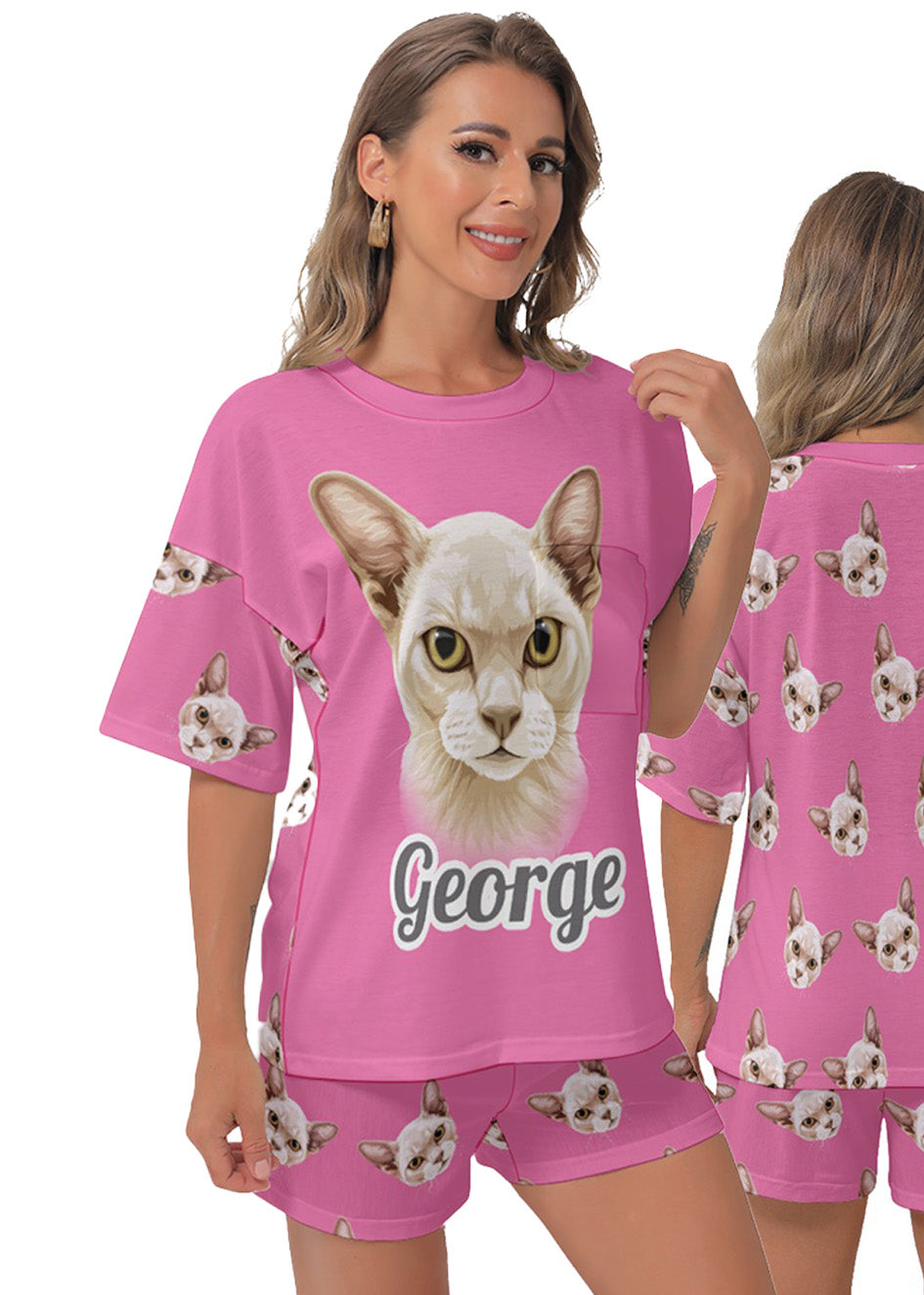 Custom Short Pyjamas: Orig. Face Art (Dog, Cat, Human Face)