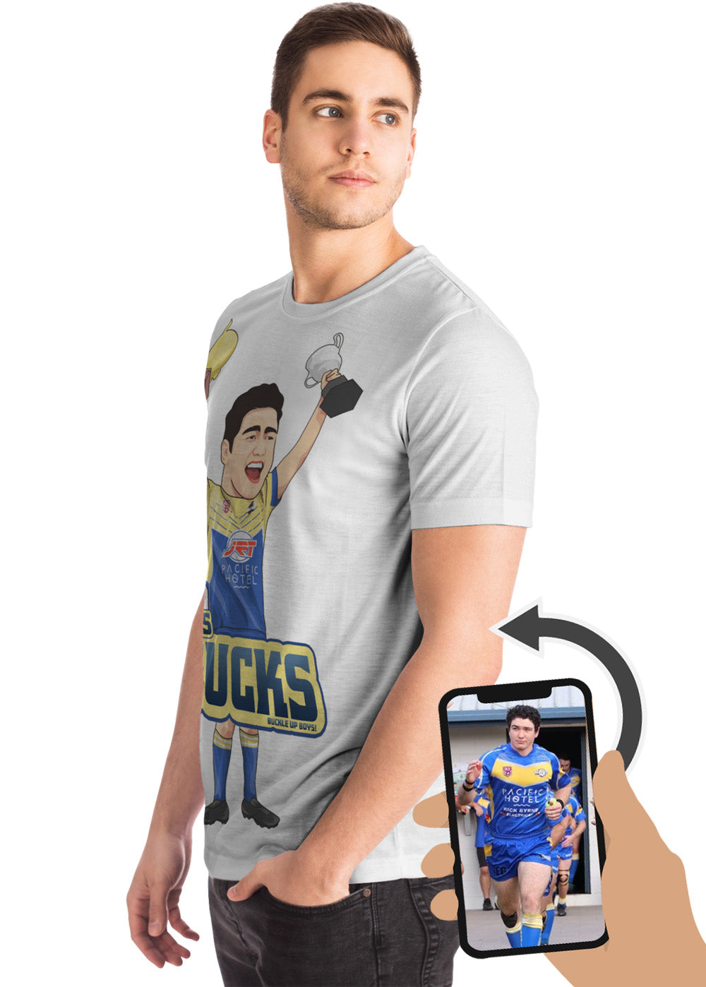 Custom Novelty Cartoon Birthday Party T-Shirt (18th, 21st, 30th, 40th, 50th etc.) (7+ Piece Min.) Mens & Women's Sizing (NEXT-DAY prod. avail. at checkout)