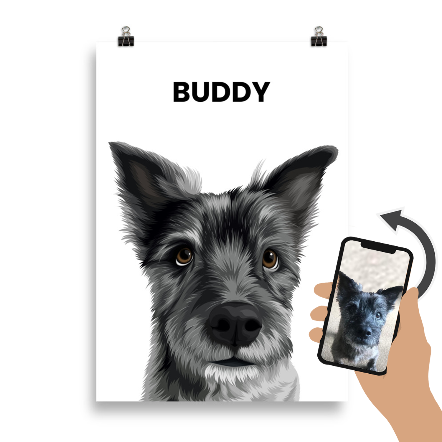 Pet Portrait Original Dog Face Artwork (Price Displayed Is Digital Format - physical options avail. below)
