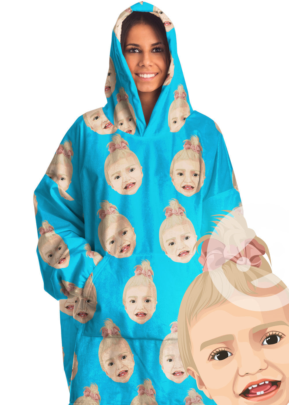 Custom HOODIE Blanket: Orig. Face Art Themed (Dog, Cat, Human Face)